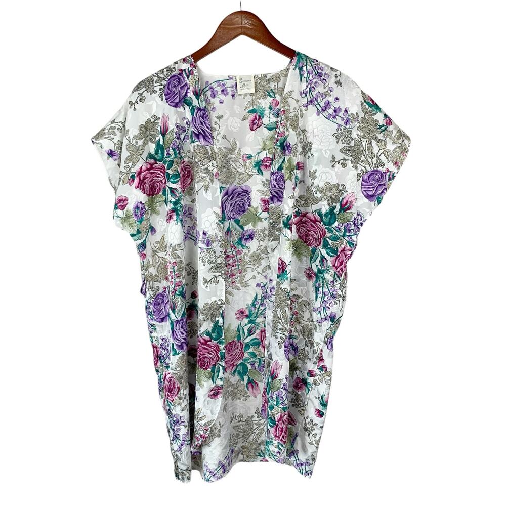 Vintage California Miss Robe Satin Floral Short Women's S - Missing Belt